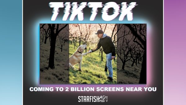 TikTok coming to 2 billion screens near you text with a man shaking a dogs hand image