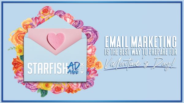Starfish envelope valentines theme with the text email marketing is the best way to prepare for valentines day