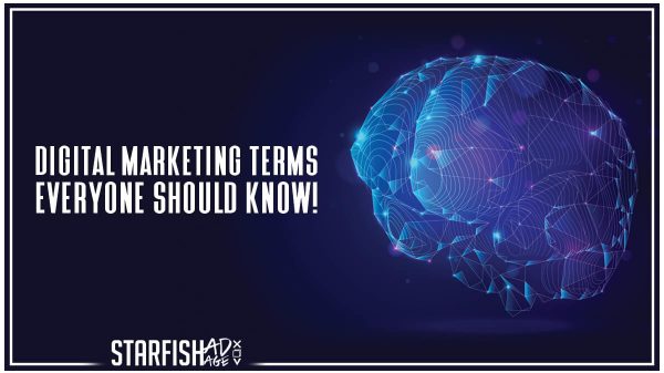 Image of a brain with the text Digital Marketing terms everyone should know